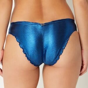 Luli Fama Midnight Waves Seamless Full Ruched Back Bottom Bikini In Colbalt Blue